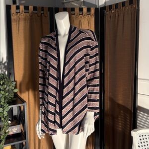 Striped Open Front Cardigan